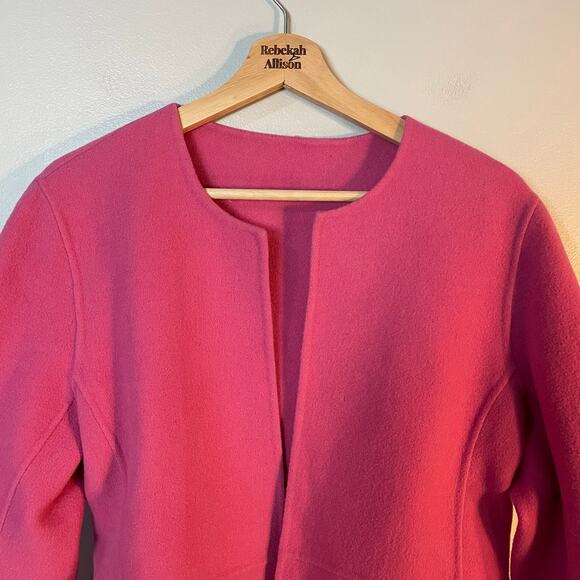 Eileen Fisher Wool & Cashmere Pink Thick Open Blazer Cardigan Women's Medium EUC - Picture 2 of 15
